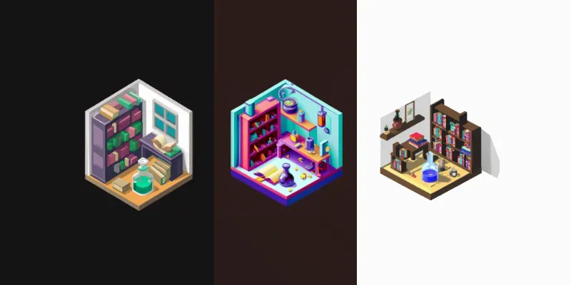 Mini Room With Books And Potions generated by undefined