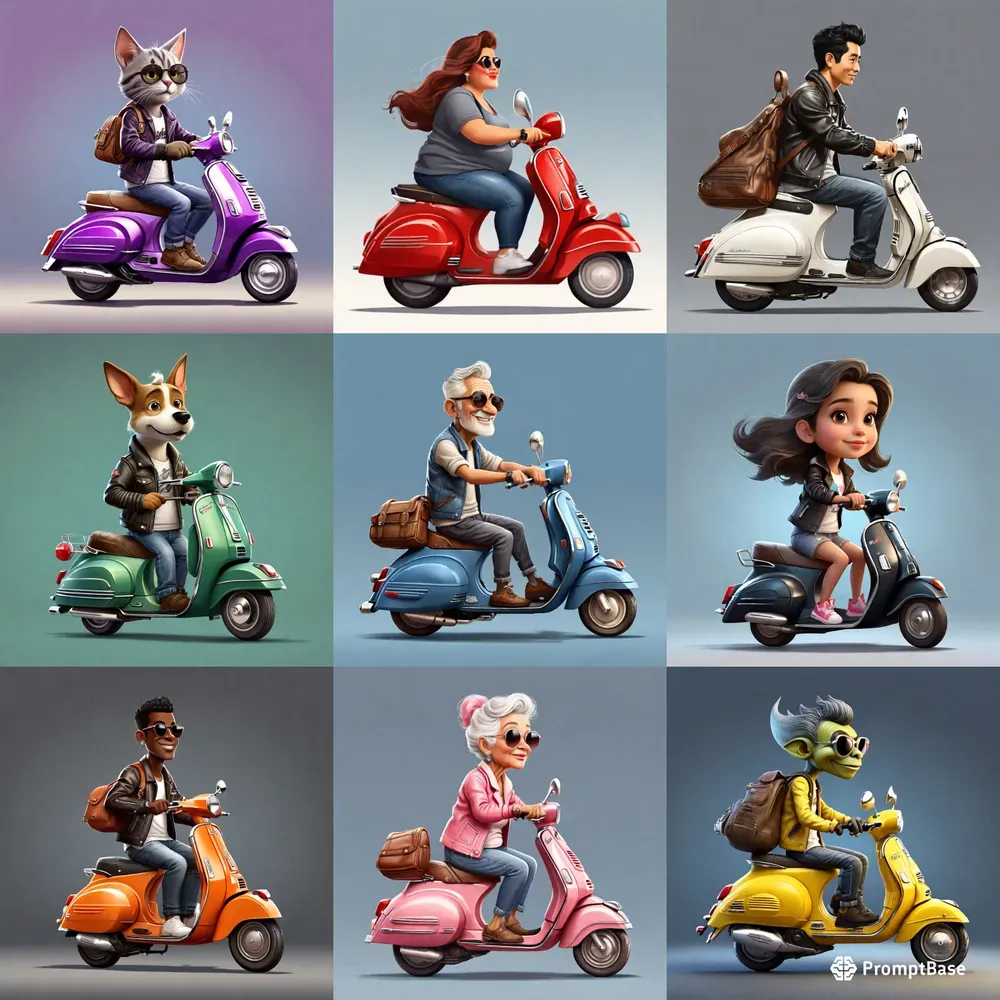 Side View Of Custom Vespa Rider