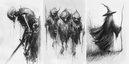 Dark Fantasy Graphite Sketches generated by midjourney