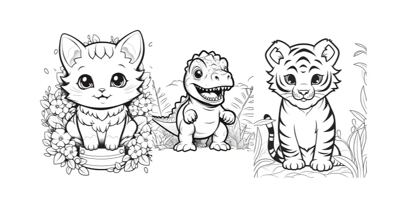 Kawaii Animals Anime Coloring Pages generated by undefined