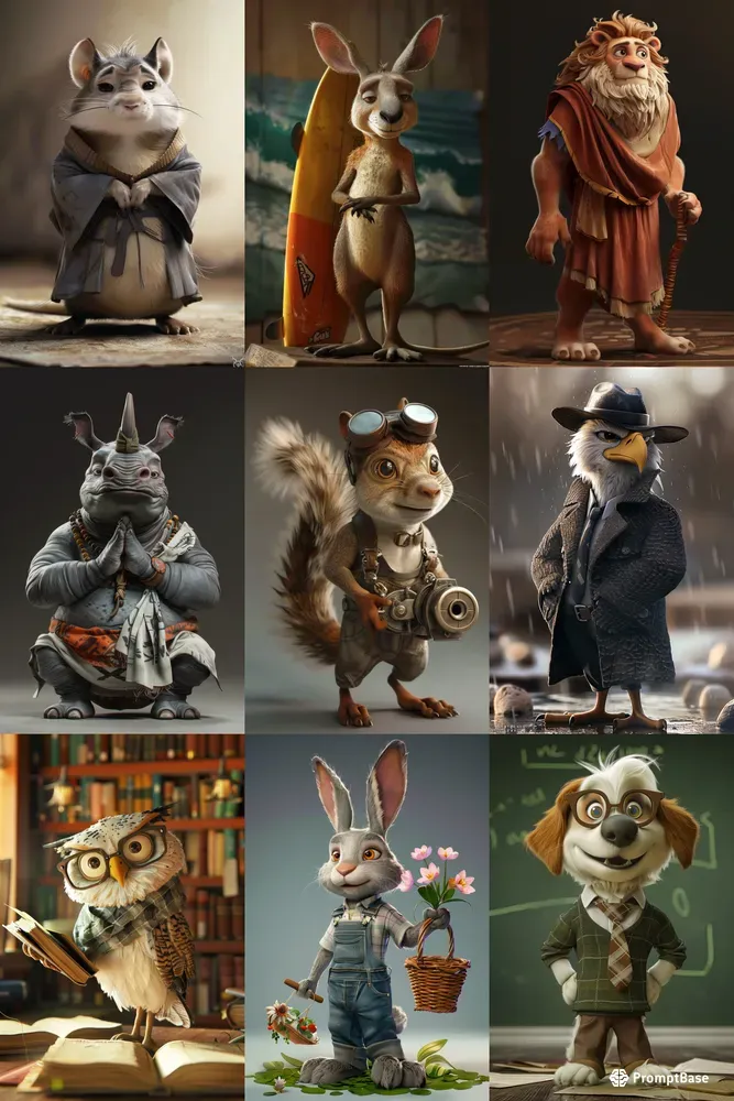 Cartoon Animals And Their Jobs