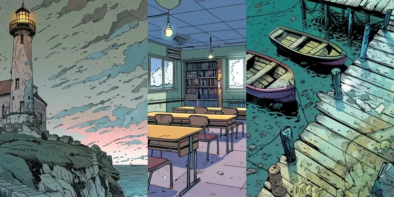 Flat Colored Comic Book Environments generated by undefined