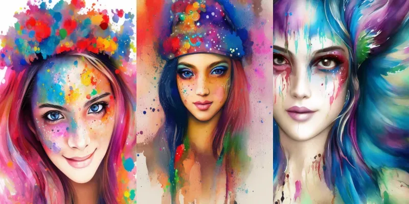 Beautify Watercolor Girls Portraits generated by undefined