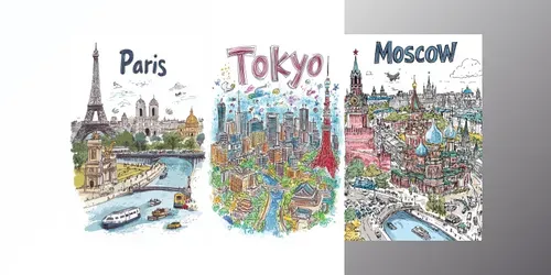 Original Hand Drawn City Maps generated by midjourney