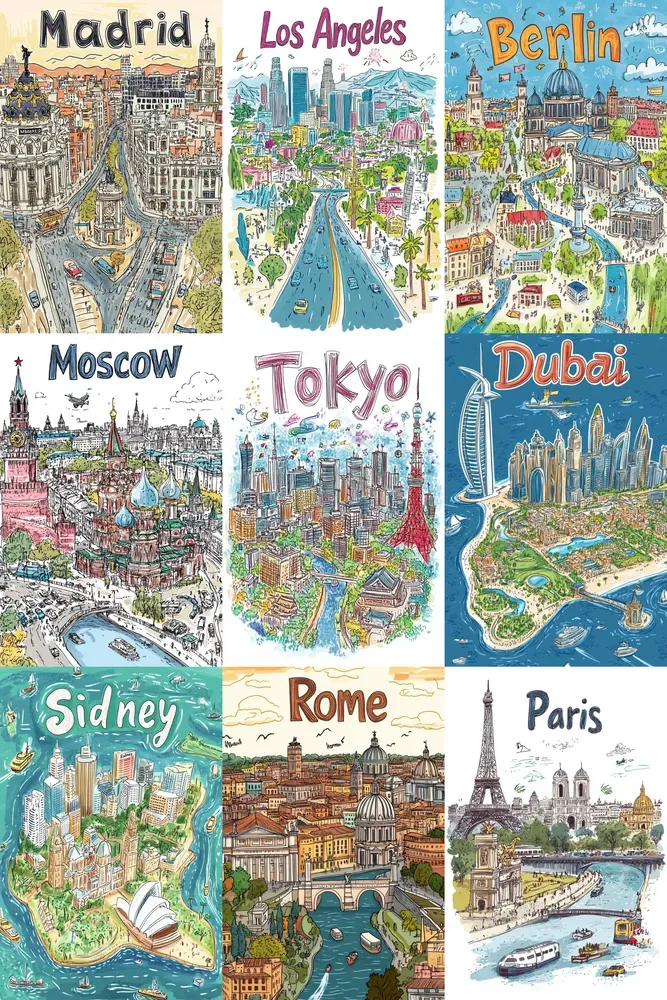 Original Hand Drawn City Maps