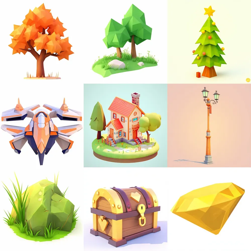 Low Polygonal 3D Models For Game Assets