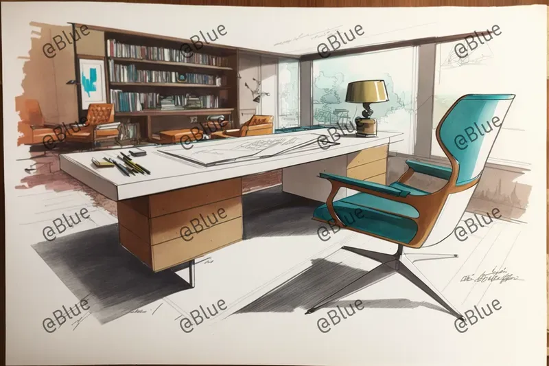 Midcentury Interior Design Sketches