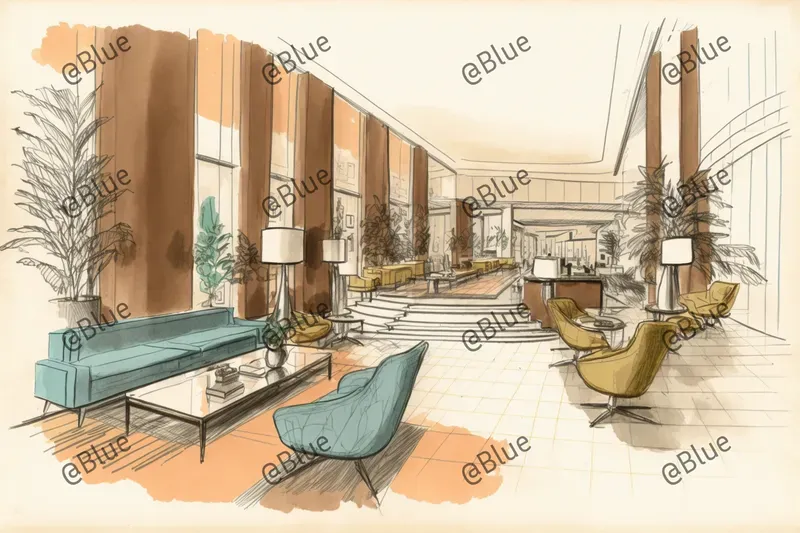 Midcentury Interior Design Sketches