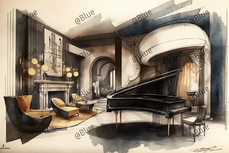 Midcentury Interior Design Sketches