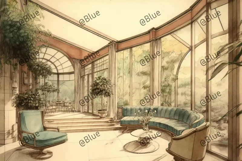 Midcentury Interior Design Sketches