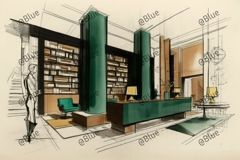Midcentury Interior Design Sketches