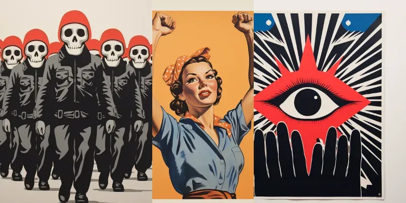 Iconic Vintage Propaganda Poster Designs generated by undefined