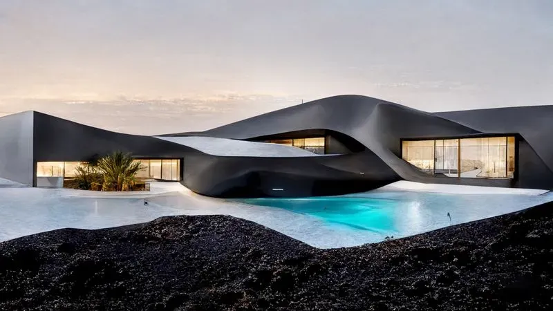 Matte Black Architectural Villa
