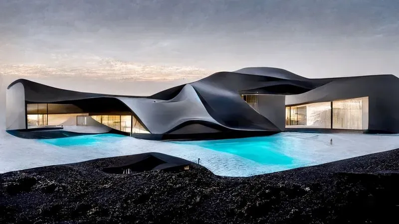 Matte Black Architectural Villa