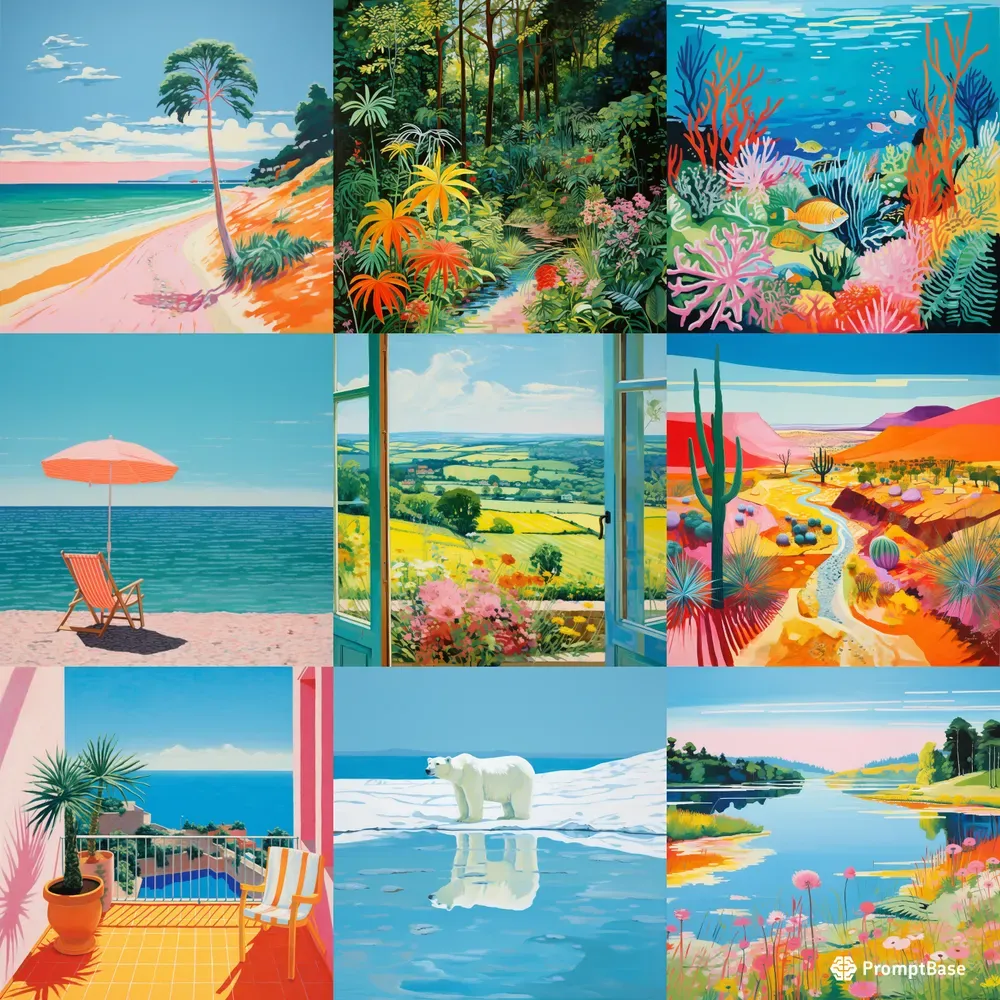 David Hockney Style Paintings