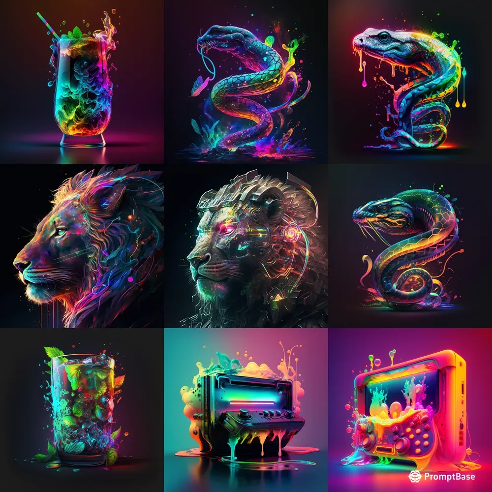 Rainbow Neon Glowing Illustrations