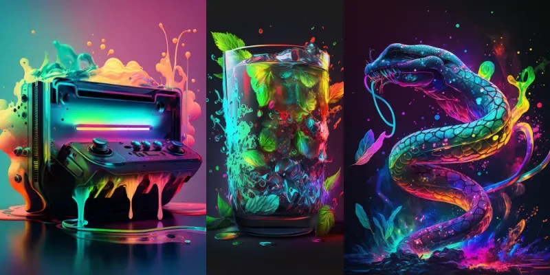 Rainbow Neon Glowing Illustrations generated by undefined