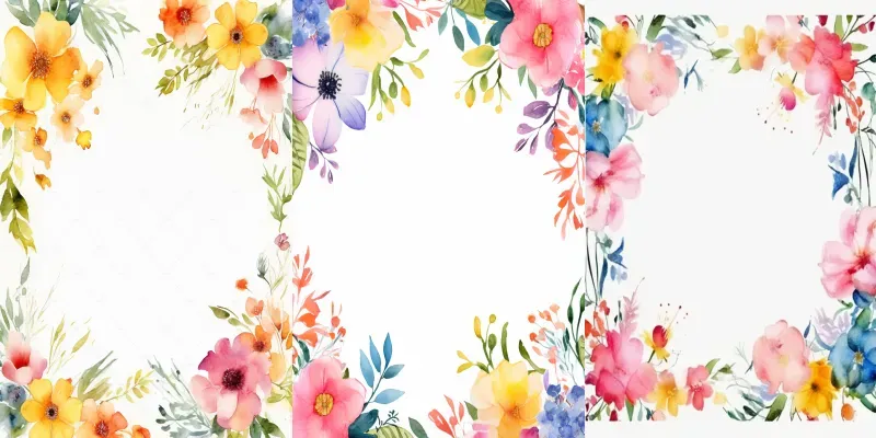 Watercolor Floral Flower Border Frames generated by undefined