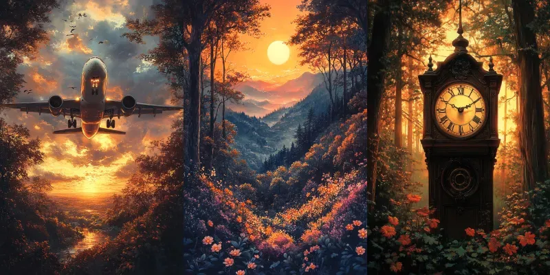 Vibrant Sunset Nature Paintings generated by undefined
