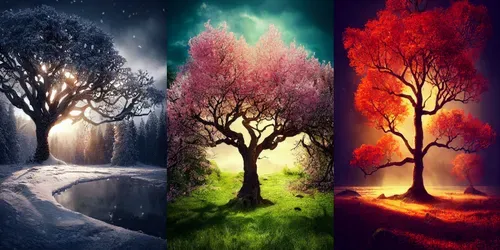 Seasonal Trees generated by midjourney