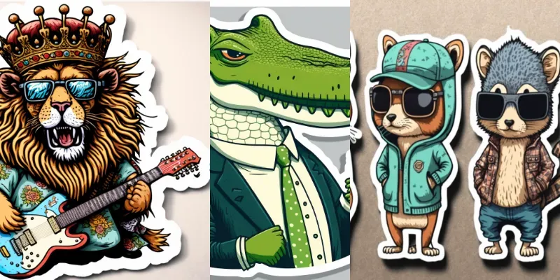 Fashionable Stickers Of Amusing Animals generated by undefined
