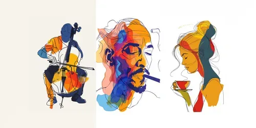 Colorful One Line Drawings generated by midjourney