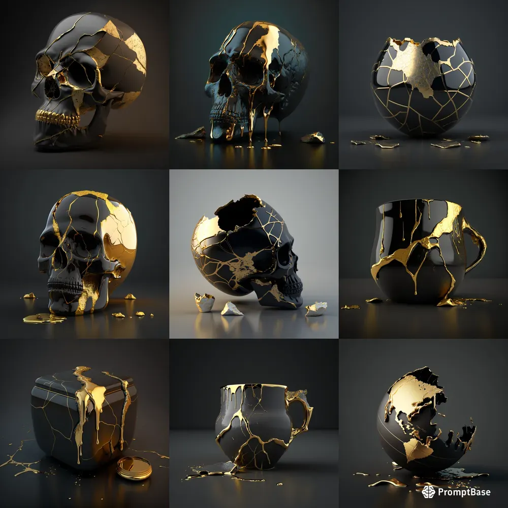 Gold Drip Object Renders