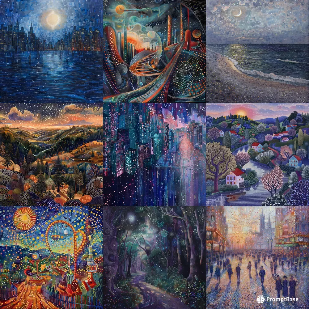Pointillism Art Painting Masterpiece