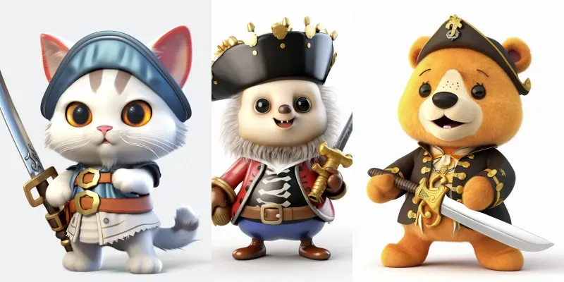 Cute Pirate Animals generated by undefined