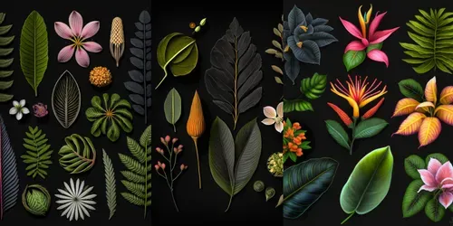 Botanical Samples Top Views generated by midjourney