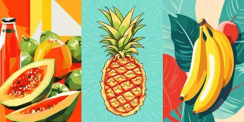 Modern Colorful Fruit And Drinks Posters generated by midjourney