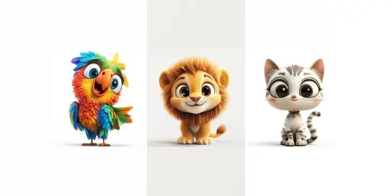 Cute 3D Cartoon Animals Pixar Style generated by undefined