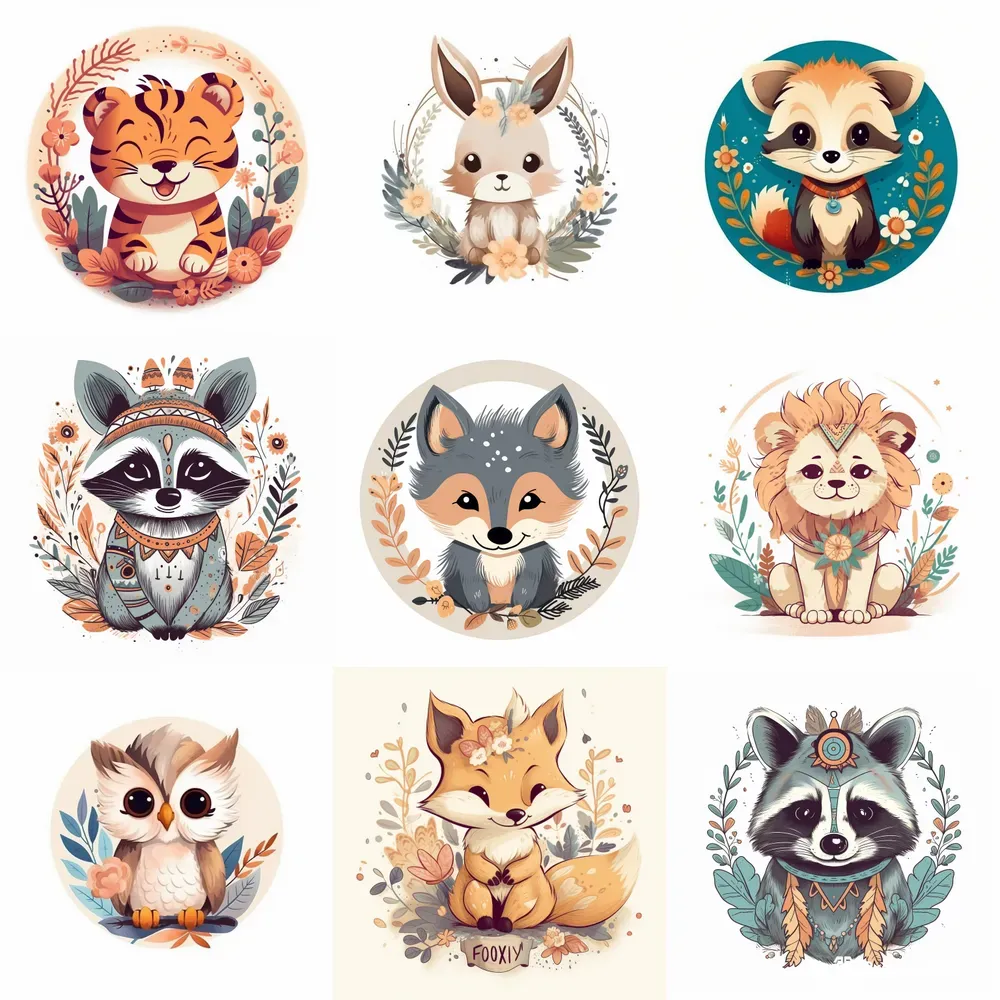 Cute Animals Boho Clipart Style