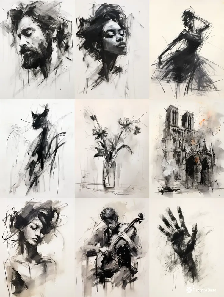 Charcoal Sketch Abstract Art