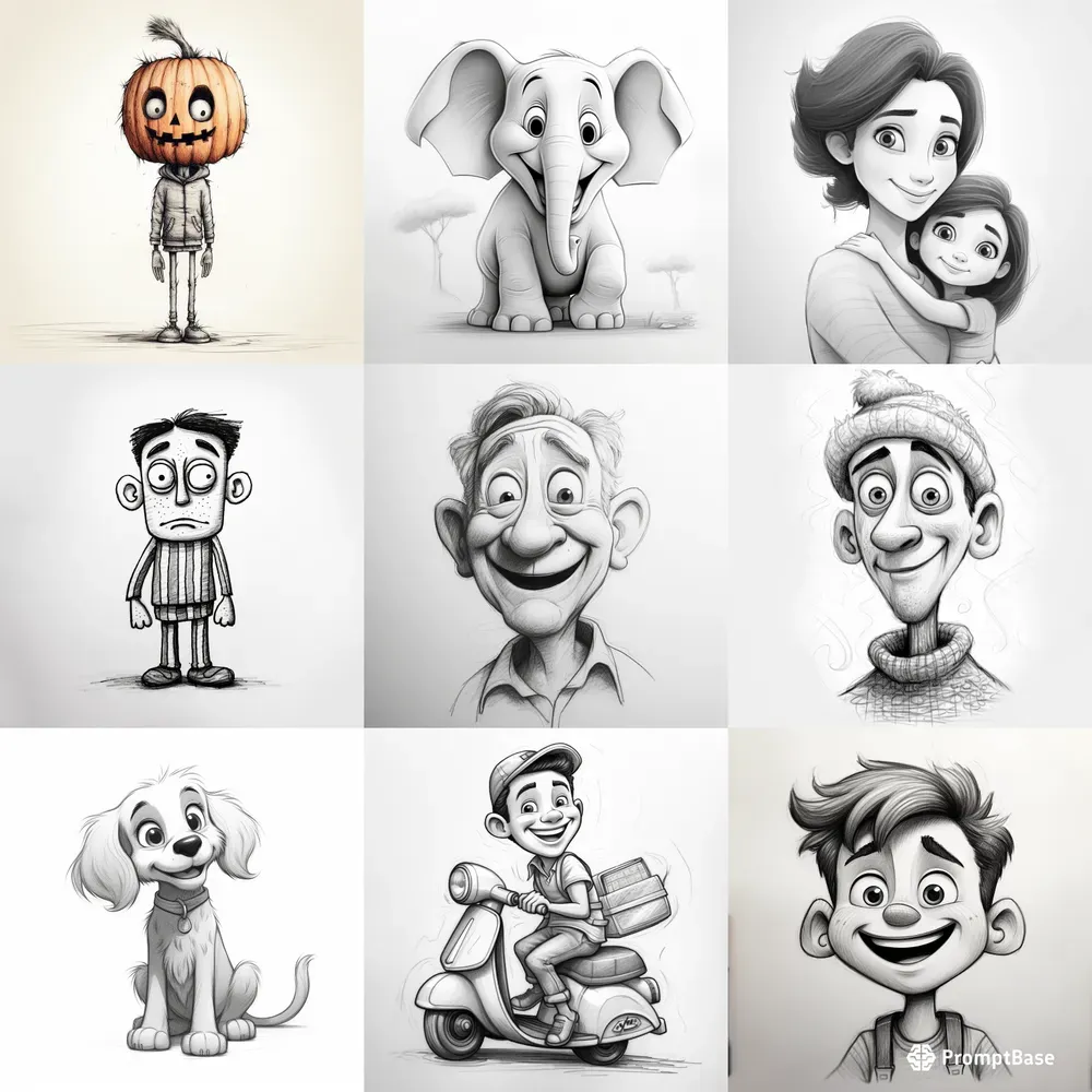 Cute Pencil Drawing Characters