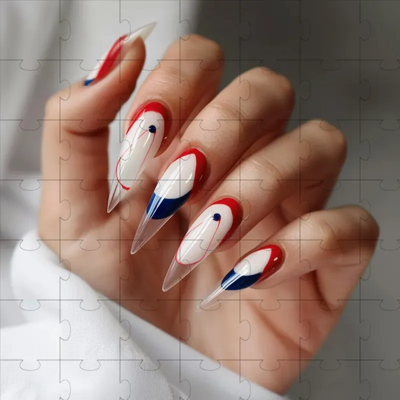 Minimalistic July 4th Nail Art