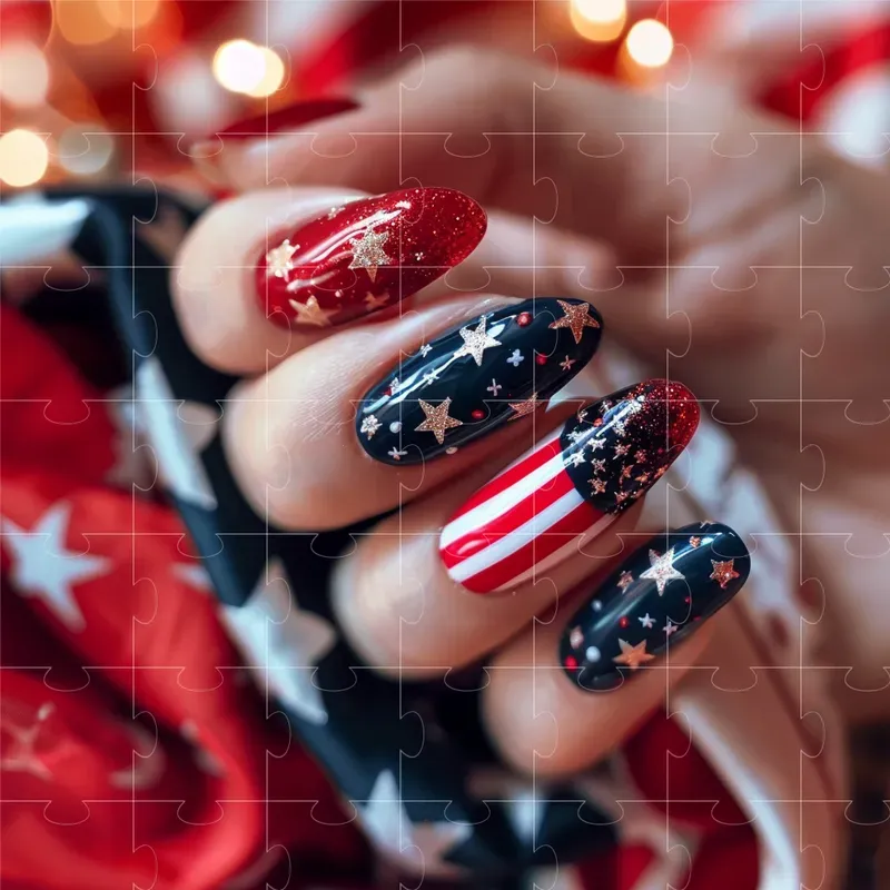 Minimalistic July 4th Nail Art