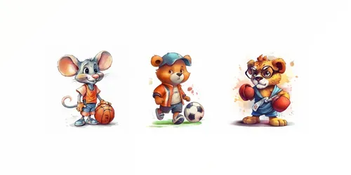 Watercolor Sports Animals generated by midjourney