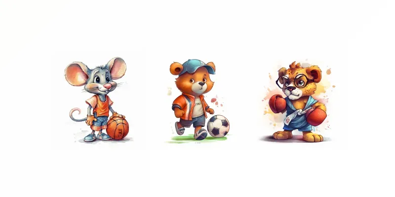 Watercolor Sports Animals generated by undefined