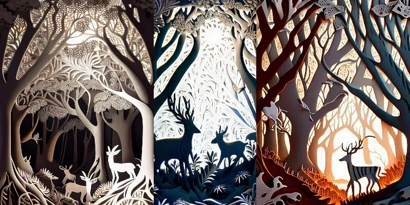 Forest Paper Cut Art generated by undefined
