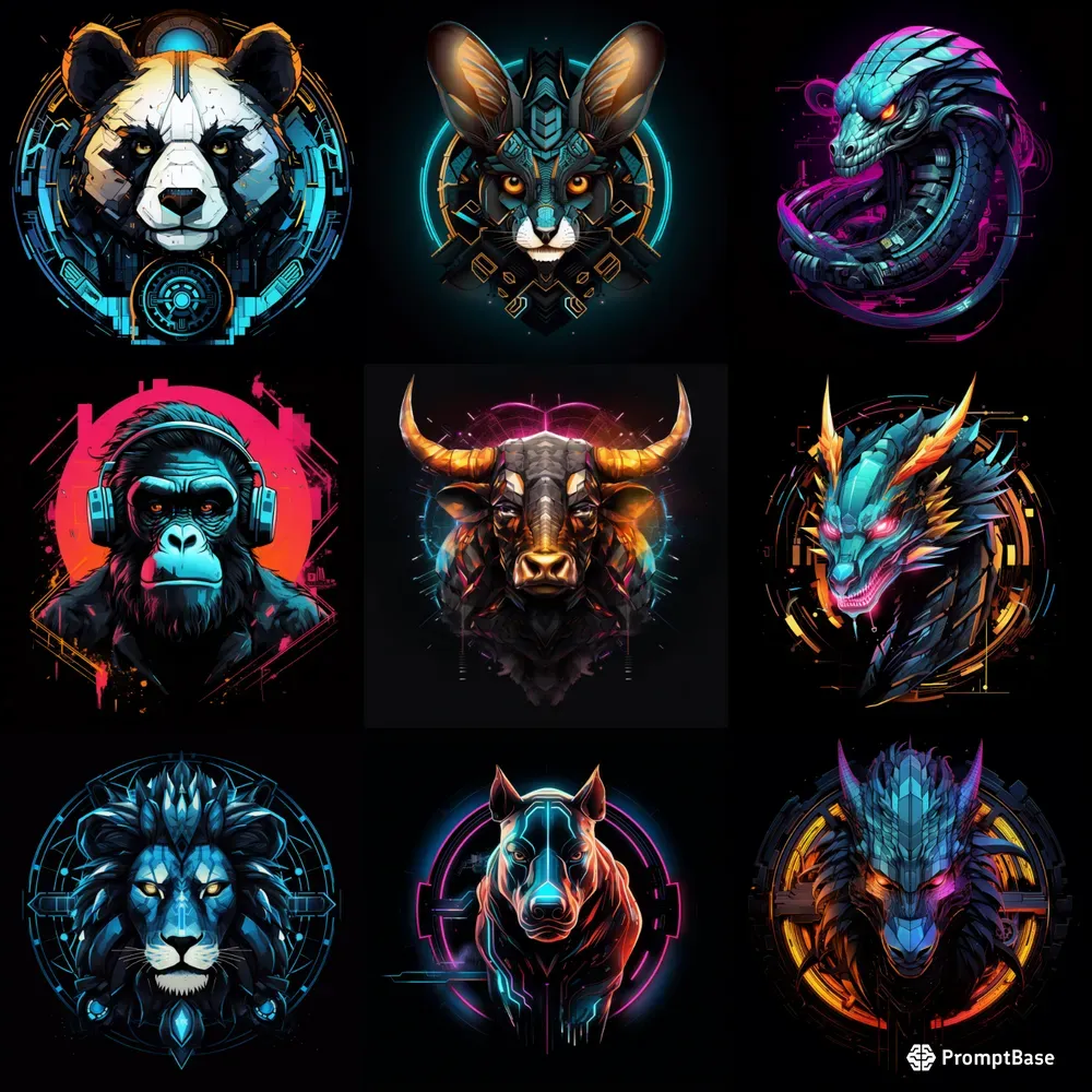 Cyberpunk Animal Logos