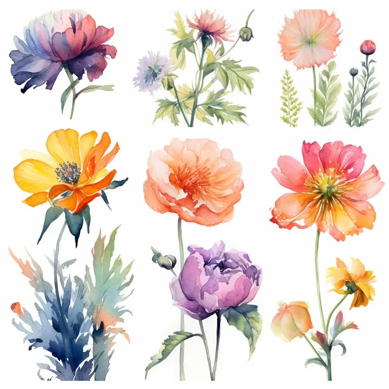 Vibrant Florals Blooming In Watercolor Bs