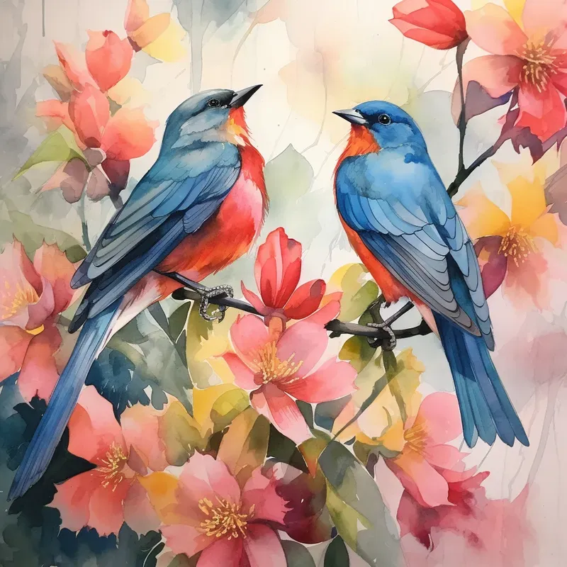 Vibrant Florals Blooming In Watercolor Bs