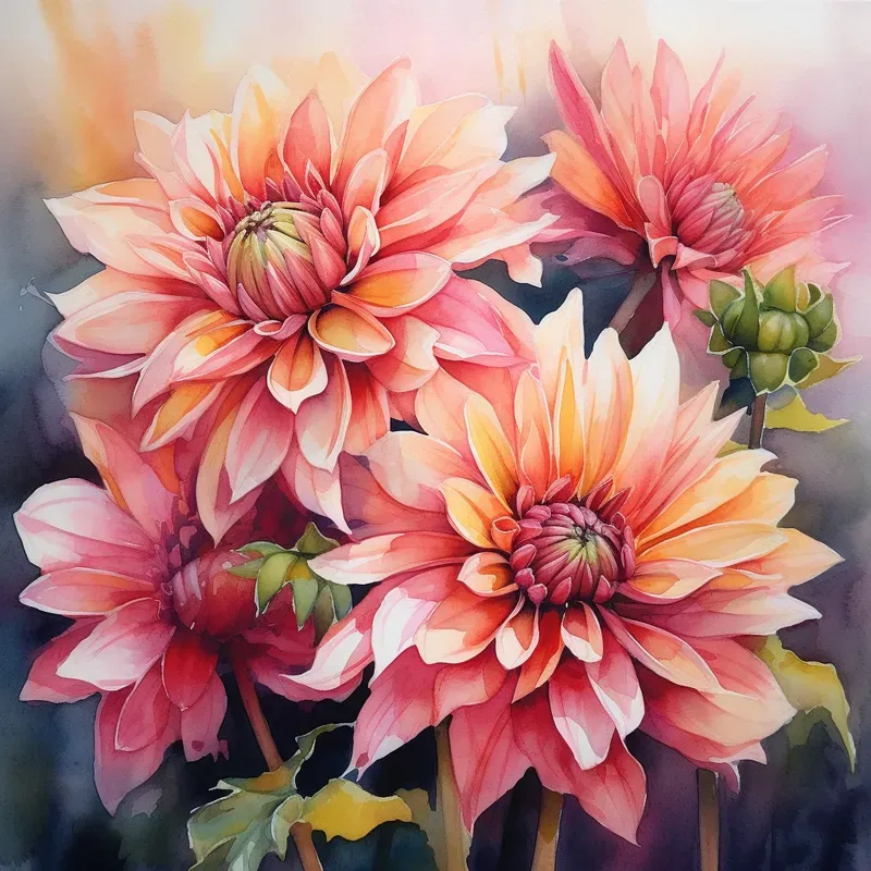 Vibrant Florals Blooming In Watercolor Bs
