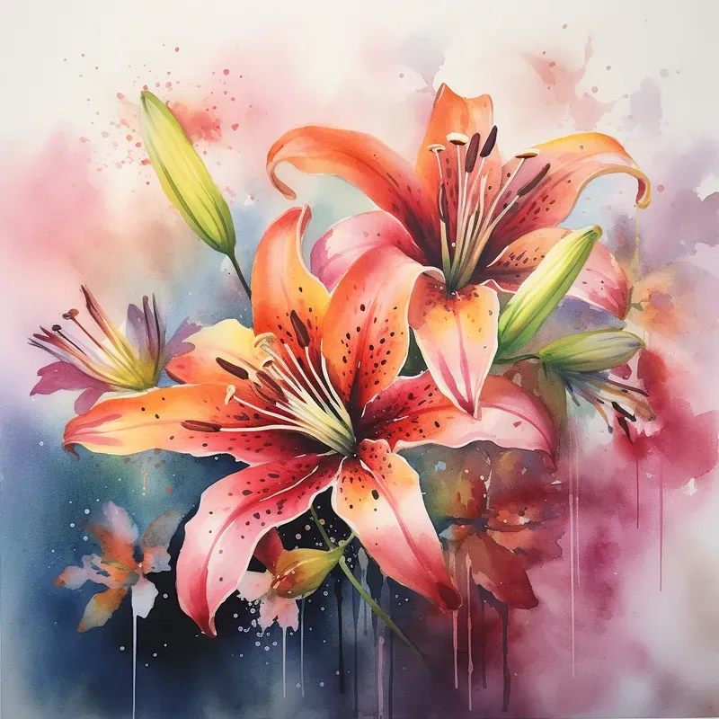 Vibrant Florals Blooming In Watercolor Bs