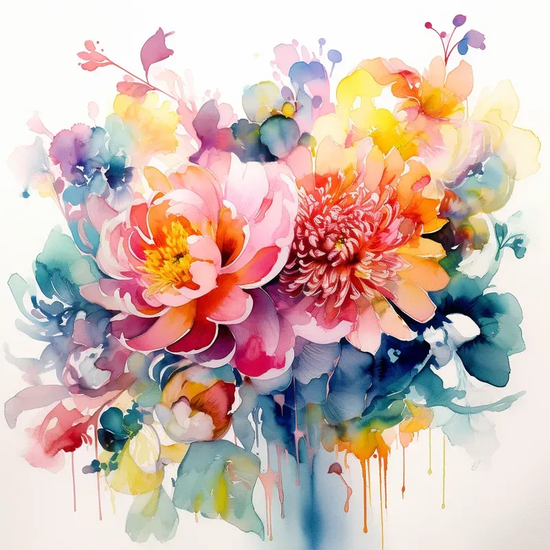 Vibrant Florals Blooming In Watercolor Bs