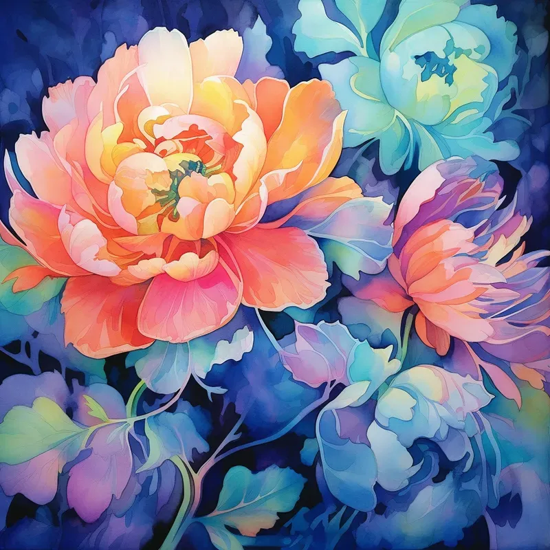 Vibrant Florals Blooming In Watercolor Bs