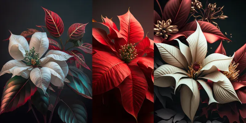 Christmas Poinsettias Close Ups For Holidays generated by undefined