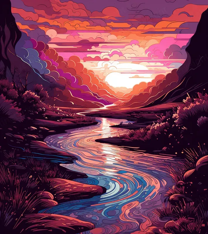 Simple Sweeping Vector Style Art Works