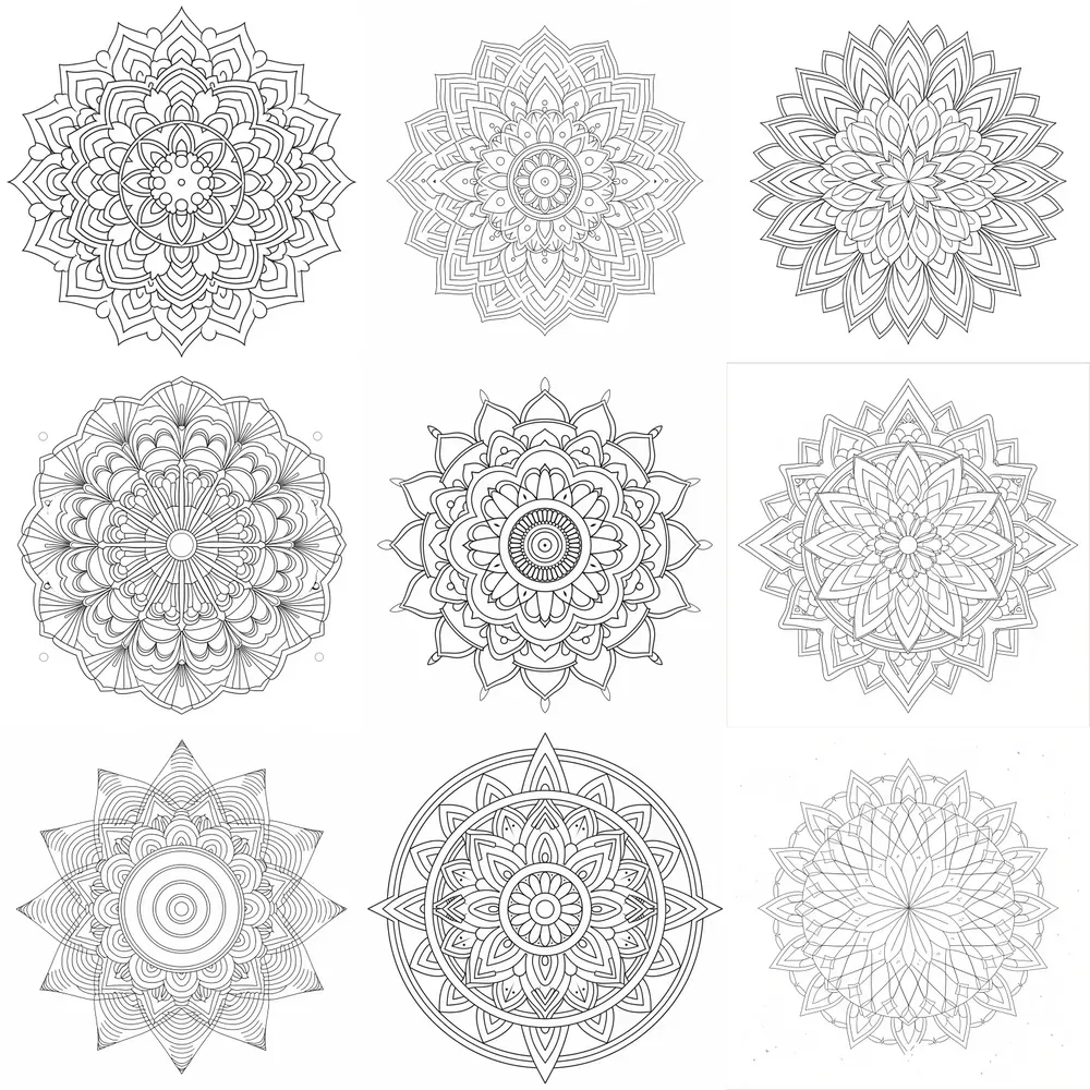 Soft Line Mandala Coloring Book Pages